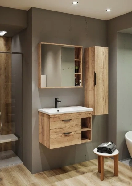 Зеркальный шкаф Grossman Форта 80 см дуб галифакс - фото 4