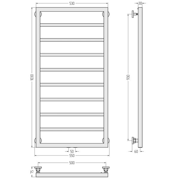 Полотенцесушитель водяной Сунержа Канцлер 50х100 см черный матовый, современные, hi-tech - фото 2