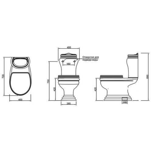 Унитаз компакт Migliore Milady 2088 декор платина - фото 4