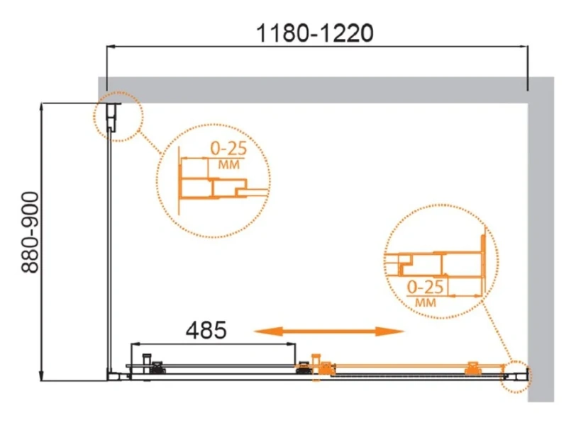Душевой уголок Cezares Molveno 140x90 см стекло прозрачное профиль оружейная сталь - фото 2