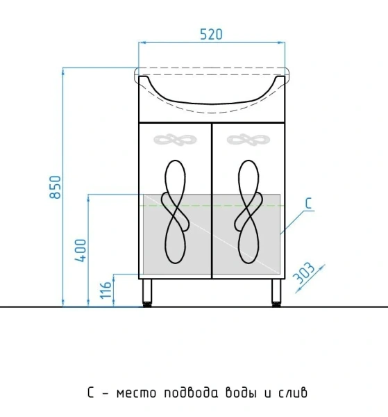 Тумба под раковину напольная Style Line Венеция 52 см белая, по запросу - фото 2