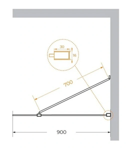 Душевая перегородка Cezares Liberta 90 см профиль хром стекло графит - фото 2