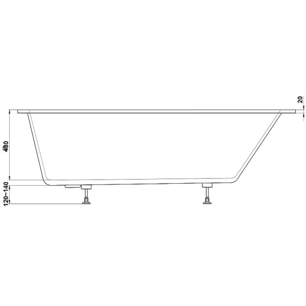 Ванна из литьевого мрамора BAS Афина 170х70 ВА00026 с ножками, цвет белый, прямоугольные - фото 5