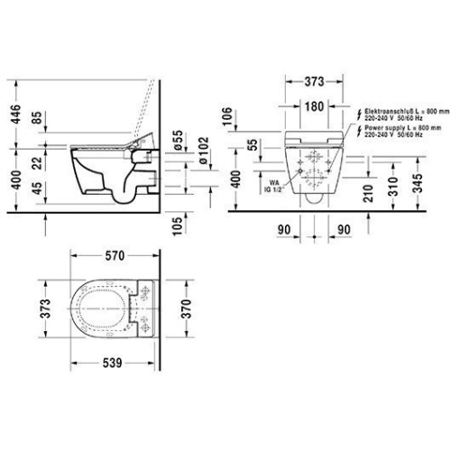 Унитаз подвесной Duravit Bento Starck Box белый - фото 3