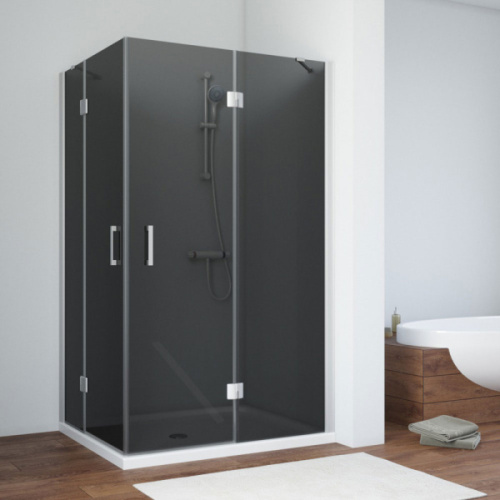 Душевой уголок Vegas-Glass AFA-F 90x80 см профиль хром матовый стекло графит правый - фото 10
