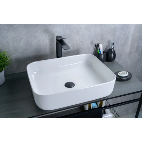 Раковина GID Geometrico D1304 50 см белая, в форме чаши, прямоугольной формы - фото 5