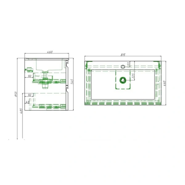 Тумба с раковиной подвесная Акватек Вега 80 см белый матовый - фото 3