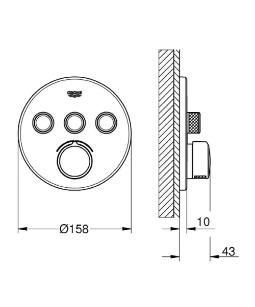 Смеситель для душа встраиваемый Grohe SmartControl 29146000, для ванны - фото 2