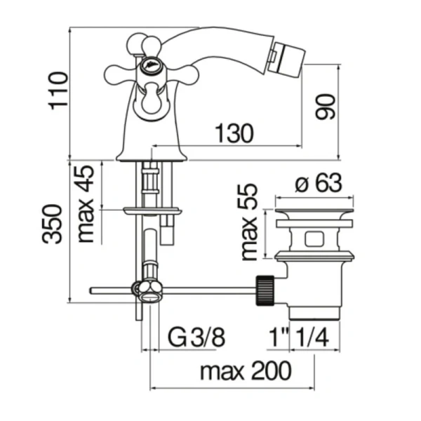 Смеситель для биде Nobili Grazia GRC5119/6 двухвентильный - фото 2