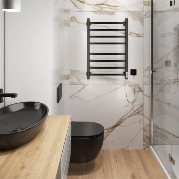 Полотенцесушитель электрический Ника Step 80/40 см черный матовый правый, современные, hi-tech - фото 2