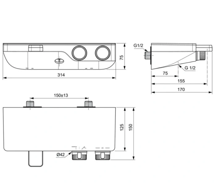 Смеситель для ванны Ideal Standard Ceratherm S200 термостатический - фото 2