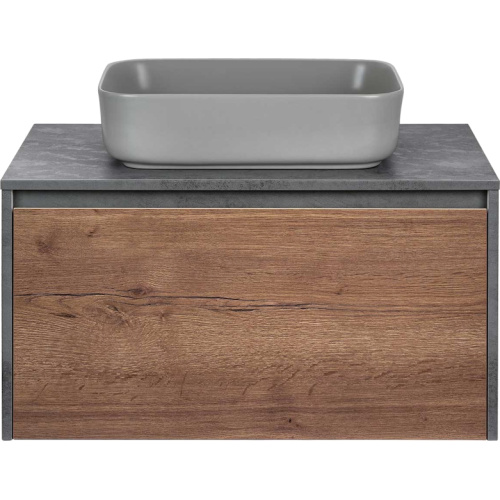 Тумба под раковину подвесная Vincea Mesa 80 см T.Oak/Beton, под накладную раковину - фото 5