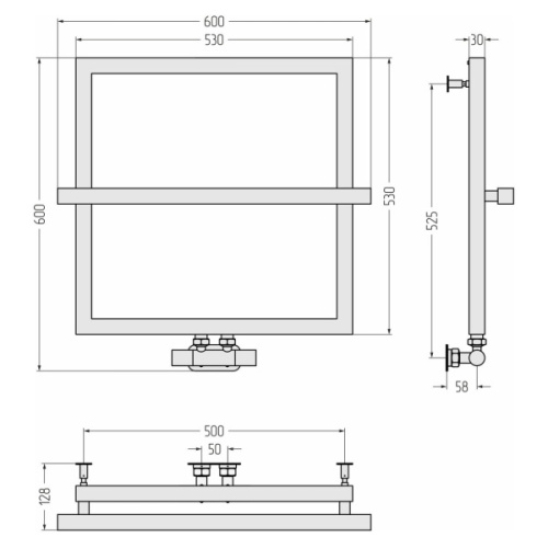 Полотенцесушитель водяной Сунержа Штиль EU50+ 53х53 см другие цветовые решения - фото 3