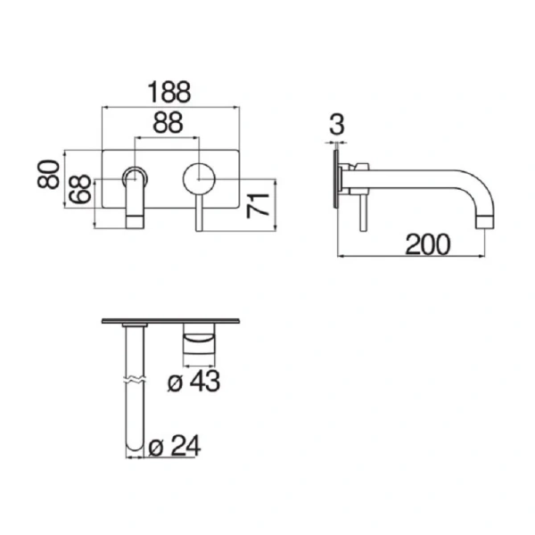 Смеситель для раковины Nobili Live LV00198/1 встраиваемый - фото 2