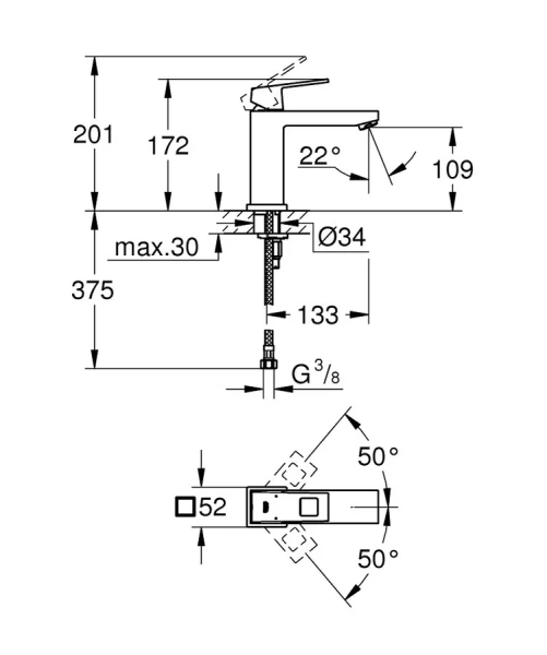 Смеситель для раковины Grohe Eurocube 23446000 - фото 2