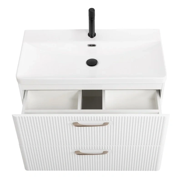 Тумба под раковину подвесная BelBagno Due 80 см Bianco Lucido, моноблок - фото 5