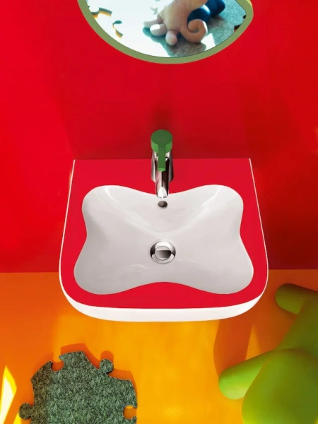 Раковина Laufen Florakids 45 см бело-красная, подвесные, пристенные - фото 3