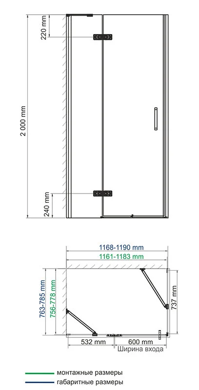 Душевой уголок WasserKRAFT Aller 120х80 см правый, ручка черная матовая, прямоугольные - фото 2