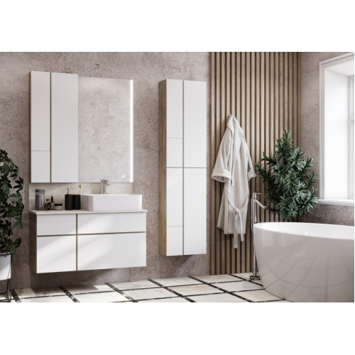 Шкаф подвесной Акватон Мишель 43 см дуб эндгрейн, белый, подвесные - фото 5