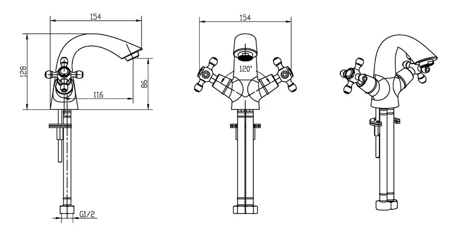 Смеситель для раковины Boheme Camelia двухвентильный - фото 2