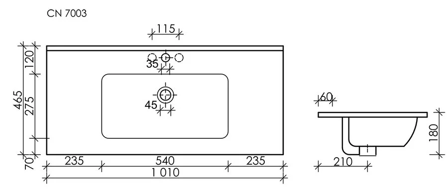 Раковина Sancos Element 101 см черная матовая, современные, hi-tech - фото 2