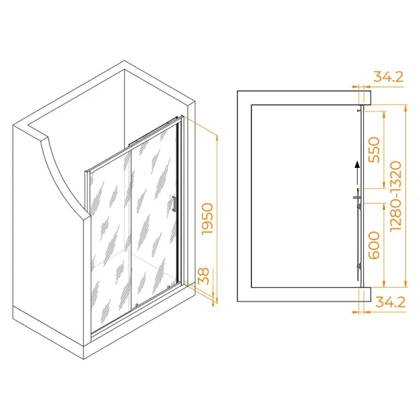 Душевая дверь в нишу RGW Passage PA-14Gr 130 см профиль серый, стекло прозрачное, современные, hi-tech - фото 2