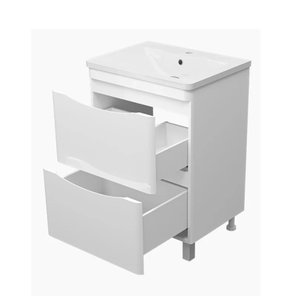 Тумба под раковину напольная Misty Атлантик 60 см белая, моноблок - фото 5