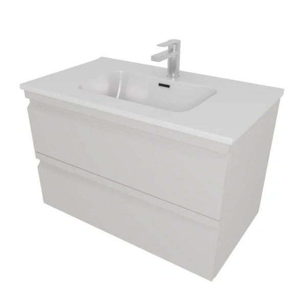 Тумба с раковиной подвесная Акватек Вега 80 см серый туман - фото 1