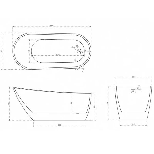 Акриловая ванна Abber 130х70 см отдельностоящая, акриловые - фото 2