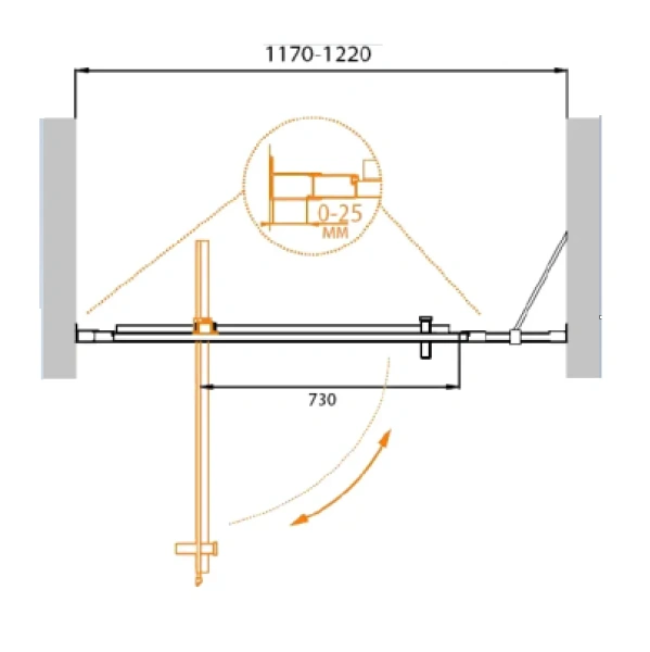 Душевая дверь в нишу Cezares Molveno 120 см стекло прозрачное - фото 2