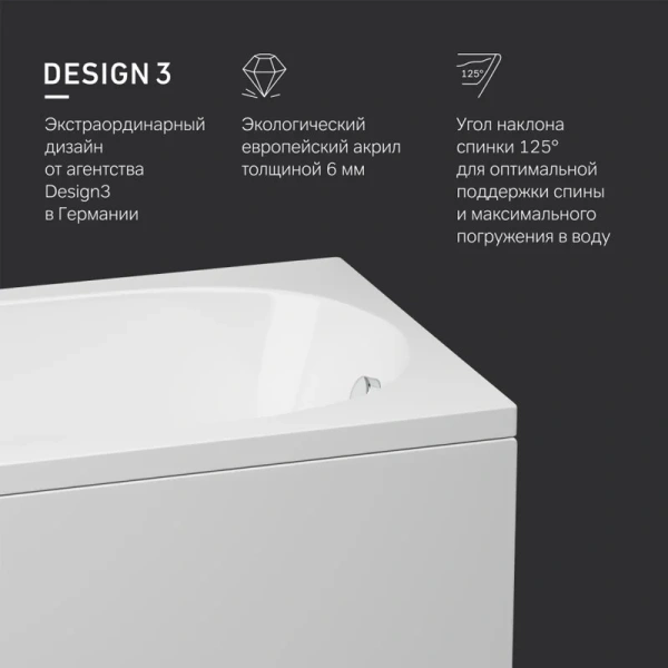 Ванна акриловая Am.Pm Spirit 180х80 см пристенная, 180 см - фото 9