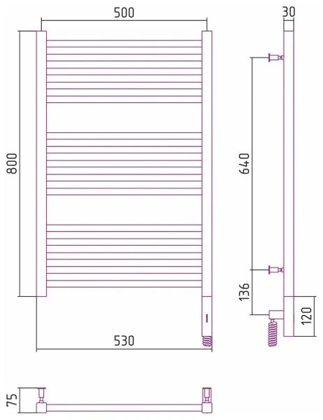 Полотенцесушитель электрический Сунержа Модус 3.0 50x80 см левый другие цветовые решения - фото 4