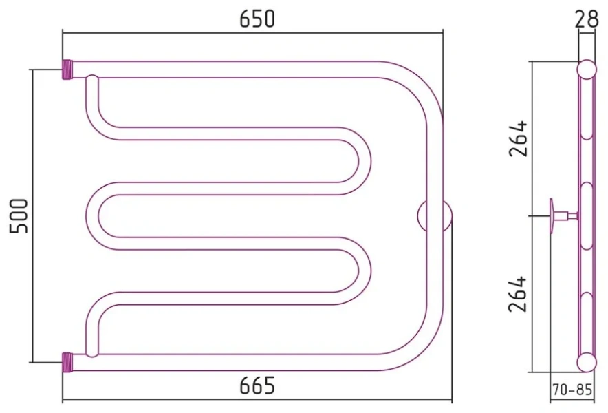 Полотенцесушитель водяной Стилье Тандем 00011-5065 - фото 2