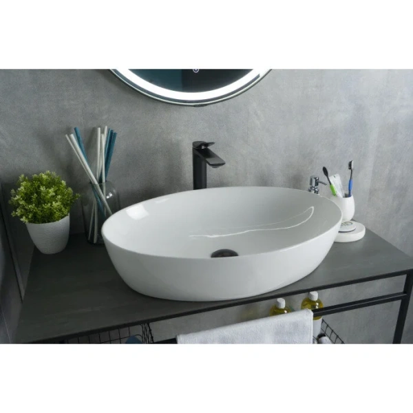 Раковина GID Lago N9433 61 см белая, в форме чаши, круглой формы - фото 5