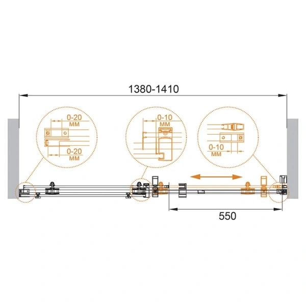 Душевая дверь в нишу Cezares Stylus M 140 см с прозрачным стеклом - фото 2