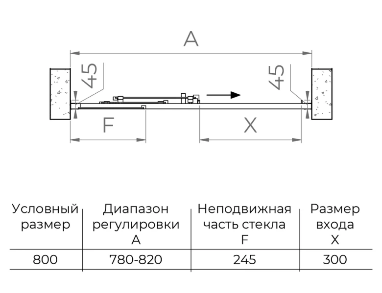 Душевая дверь в нишу RGW Classic CL-111 80 см раздвижная, раздвижные - фото 6