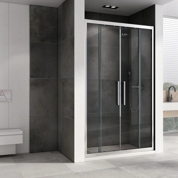Душевая дверь в нишу Abber Schwarzer Diamant 150 см профиль хром, недорогие, в нишу, стеклянные - фото 5