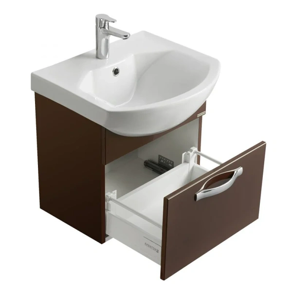 Тумба с раковиной подвесная Акватон Ария 1A140301AA 50 см с выдвижным ящиком, моноблок - фото 5