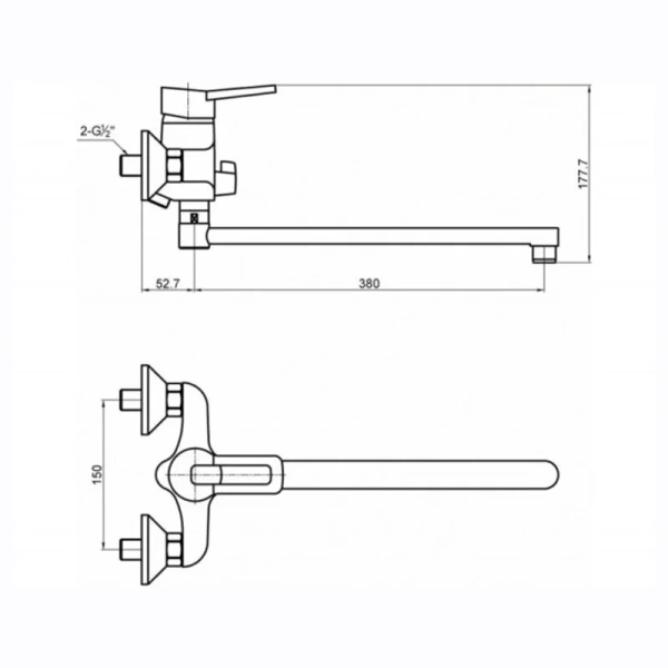 Смеситель для ванны Timo Junior INOX хром 1905Y-CR chrome - фото 2