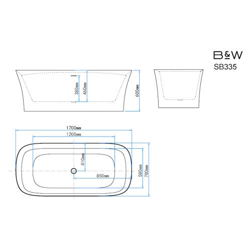 Ванна акриловая Black&White Swan 170x80 см белая - фото 3