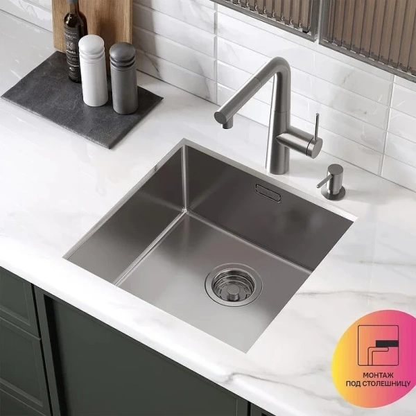 Мойка для кухни IDDIS Prime 44 см сатин, 45x45 см - фото 5