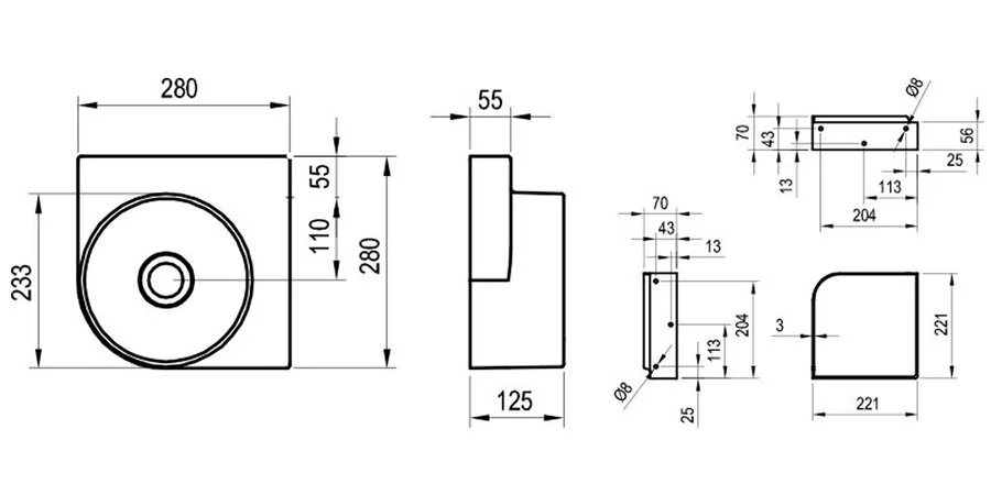 Раковина консоль Ravak Yard XJX01 28 см угловая - фото 2