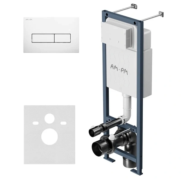 Инсталляция для унитаза Am.Pm ErgoFit клавиша белая глянцевая, кнопки прямоугольные - фото 1