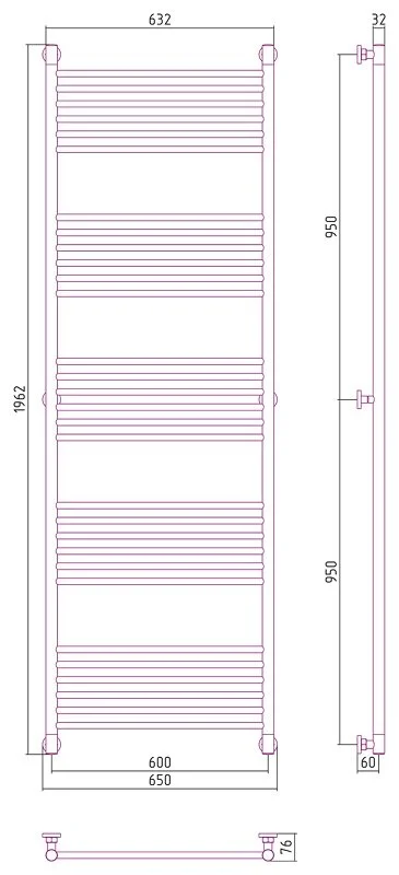 Полотенцесушитель водяной Сунержа Богема+ 60х190 см без покрытия, современные, hi-tech - фото 2