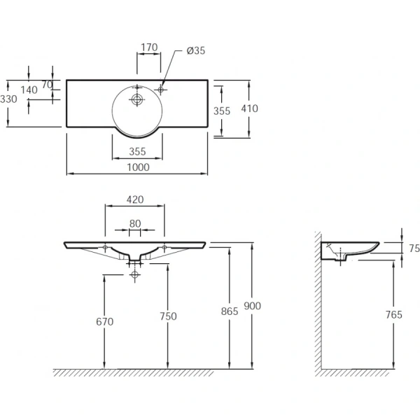 Раковина Jacob Delafon Formilia 100 см белая - фото 4