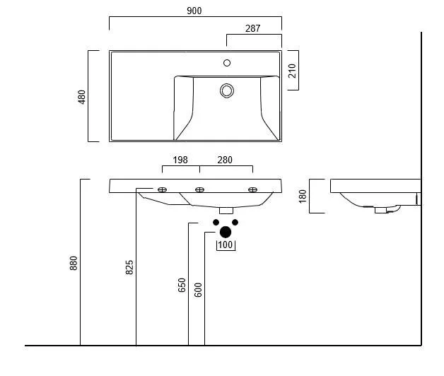 Раковина Kerama Marazzi Cubo 90 см левая, современные, hi-tech - фото 2
