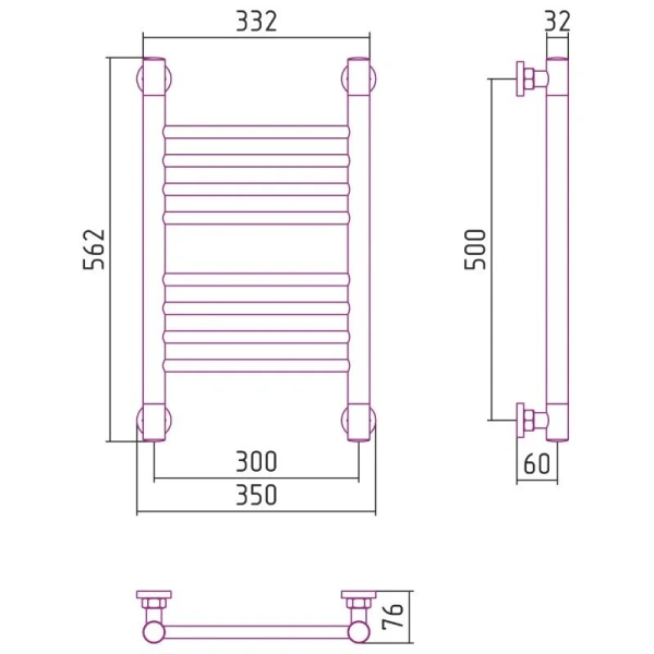 Полотенцесушитель водяной Сунержа Богема+ 30х50 см шампань, современные, hi-tech - фото 2