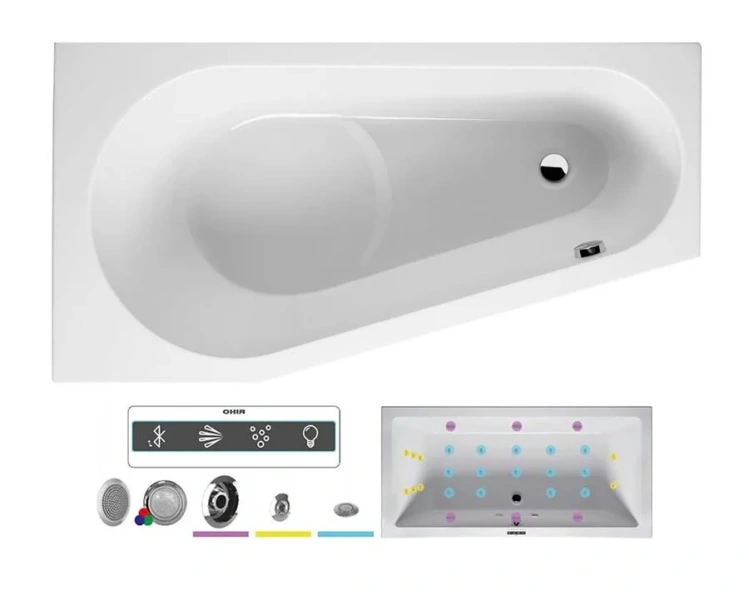 Ванна гидромассажная Riho Delta 160 х 80 см, BLISS, левая/правая - фото 4