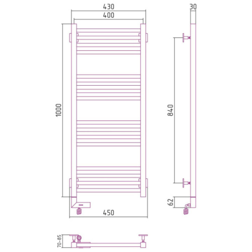 Полотенцесушитель электрический Сунержа Модус 2.0 40x100 см без покрытия - фото 3