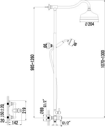 Душевая стойка, бронза Lemark Villa LM4860B - фото 3